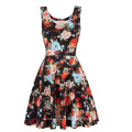 Kate Kasin Elegante &amp; Slim Fit sem mangas U-Neck Casual Floral Print Short Summer Dress KK000297-6